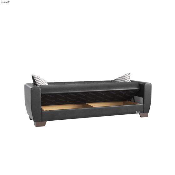 Barato Black Leatherette Convertible Sofa Bed w-2