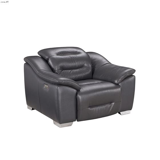 Modern 972 Grey Leather Power Reclining Chair Side