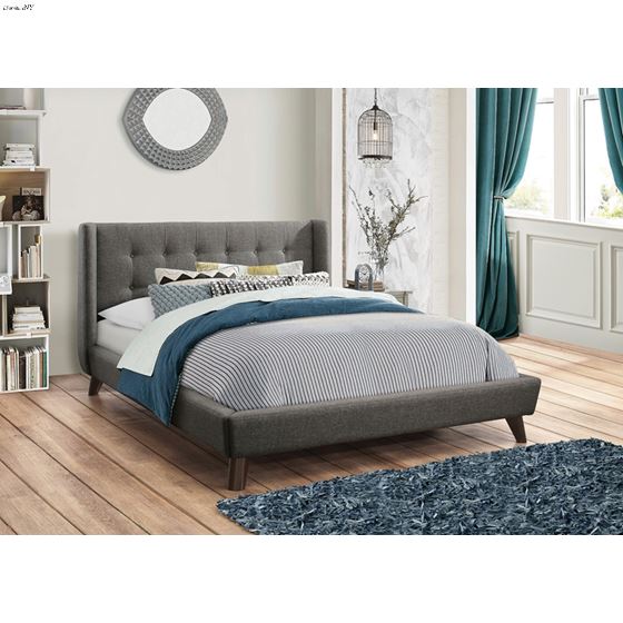 Carrington Grey Fabric Tufted Full Bed 301061F-2