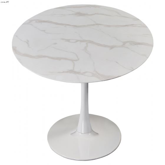 Tulip 36 Inch Round Faux Marble Dining Table - W-2