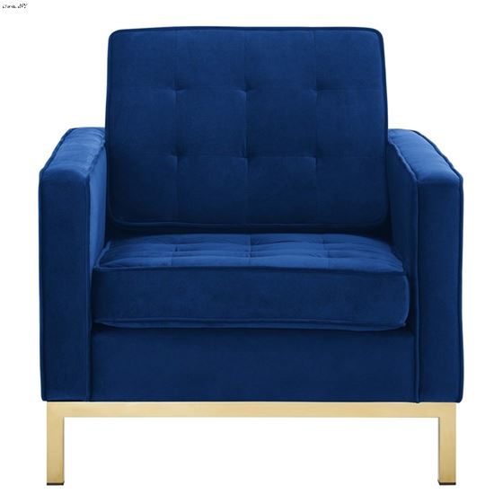 Loft Modern Navy Velvet and Gold Legs Tufted Chair EEI-3393-GLD-NAV by Modway 4