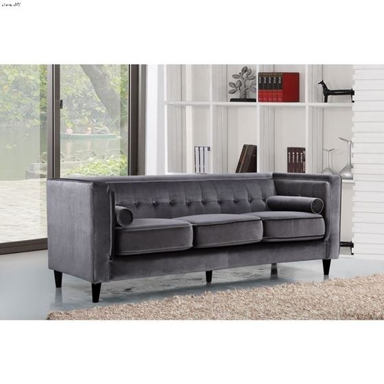 Taylor Grey Velvet Tufted Sofa Taylor_Sofa_Grey by Meridian Furniture 2