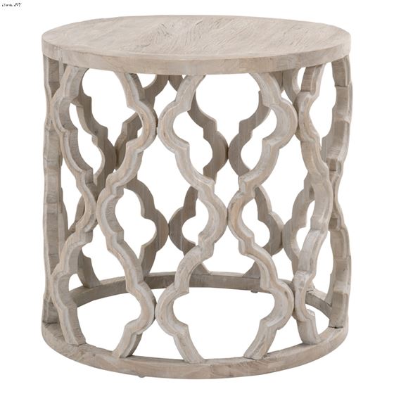 Clover Large Round Smoke Grey Elm End Table-2