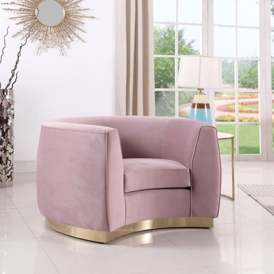 Julian Pink Velvet Gold Trim Chair Julian_Chair_Pink/Gold by Meridian Furniture 2