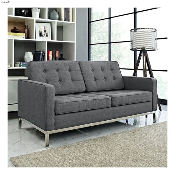 Loft Modern Grey Fabric Tufted Love Seat EEI-2051-DOR by Modway 4