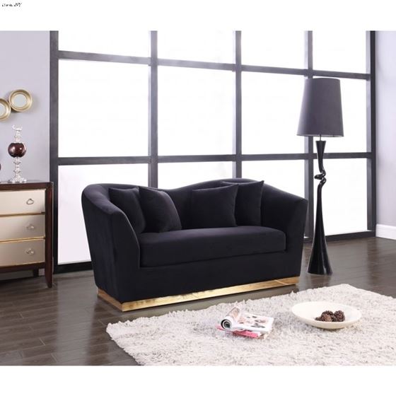 Arabella Black Velvet Love Seat Arabella_Loveseat_Black by Meridian Furniture 2