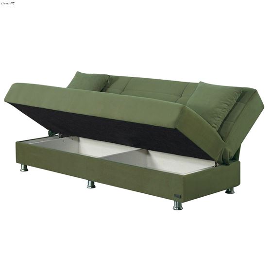 Atlanta Armless Sofa Bed in Green Storage