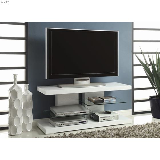 Modern White 47 inch 2-Shelf TV Console 700824-2