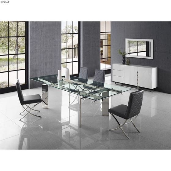 Euphoria Clear Glass Extendable Dining Table 4