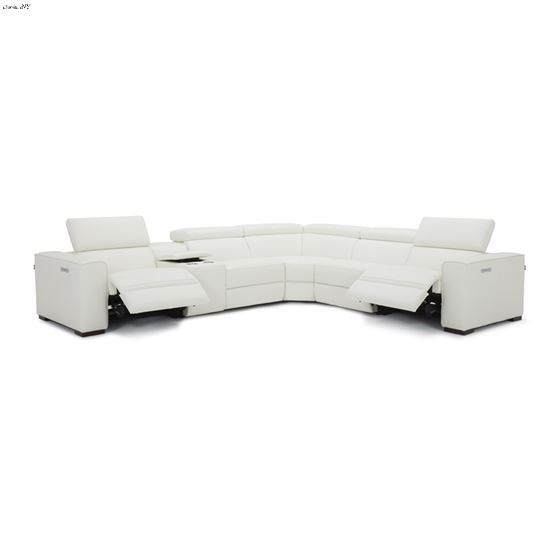JM Picasso White Leather Reclining Sectional