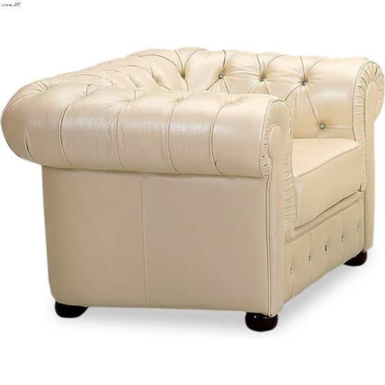 258 Tufted Ivory Italian Leather Chair 258 By ESF Furniture 2