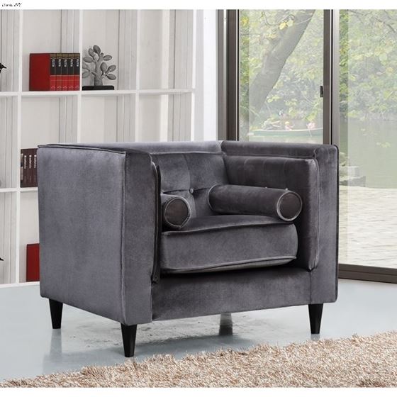 Taylor Grey Velvet Tufted Chair Taylor_Chair_Grey by Meridian Furniture 2