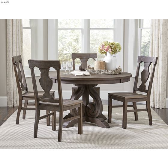 Toulon Dark Oak Distressed Dining Side Chair 5438S in Set