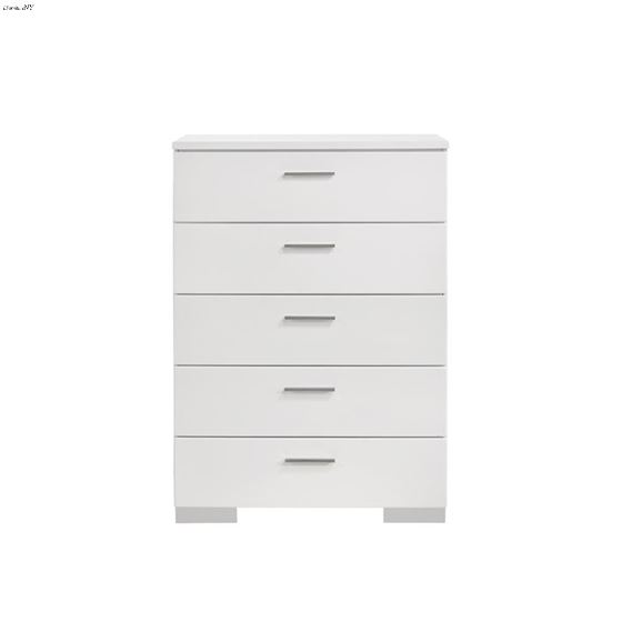 Felicity Glossy White 5 Drawer Chest 203505-2