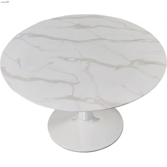 Tulip 48 Inch Round Faux Marble Dining Table - W-2
