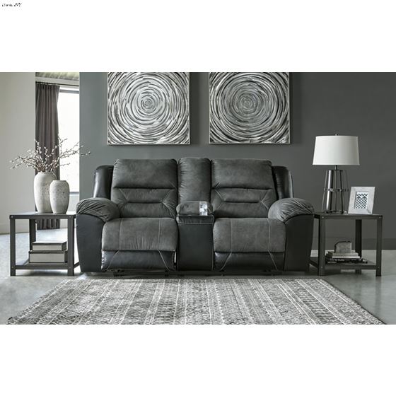 Earhart Slate Fabric Reclining Loveseat with Co-4