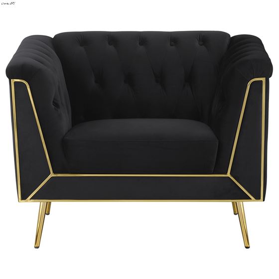 Holly Black and Gold Tufted Chair 508443-2