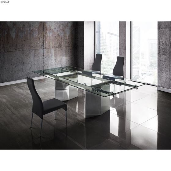 Tower Clear Glass Extendable Dining Table 4