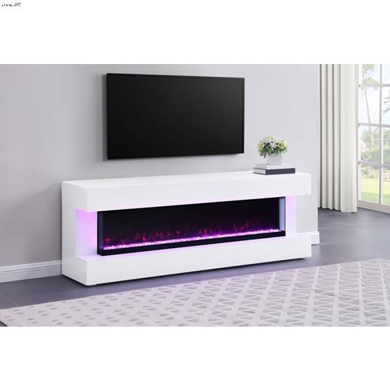 Coaster Vallerie White TVStand Fireplace 710023