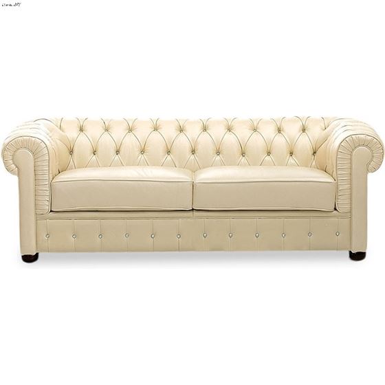 258 Tufted Ivory Italian Leather Sofa 258 By ESF Furniture 2