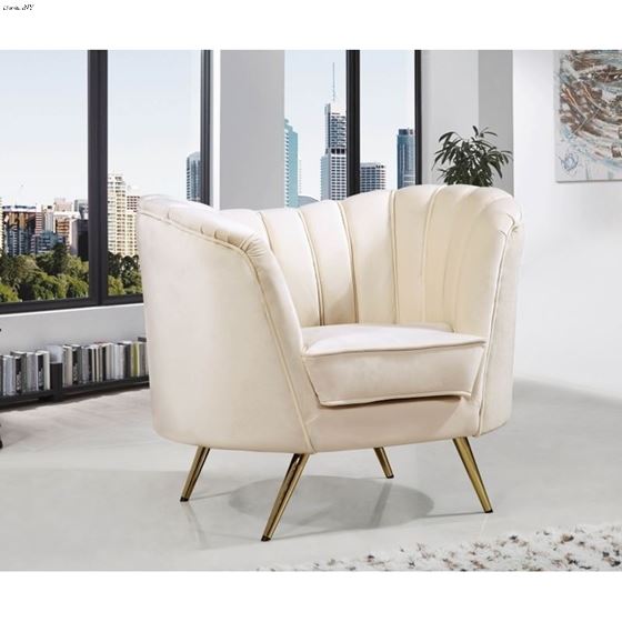 Margo Cream Velvet Chair Margo_Chair_Cream by Meridian Furniture 2
