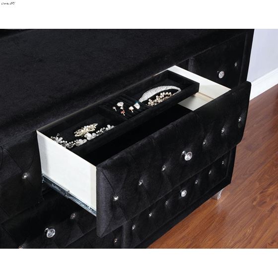 Deanna Black Velvet 7 Drawer Dresser 206103-5