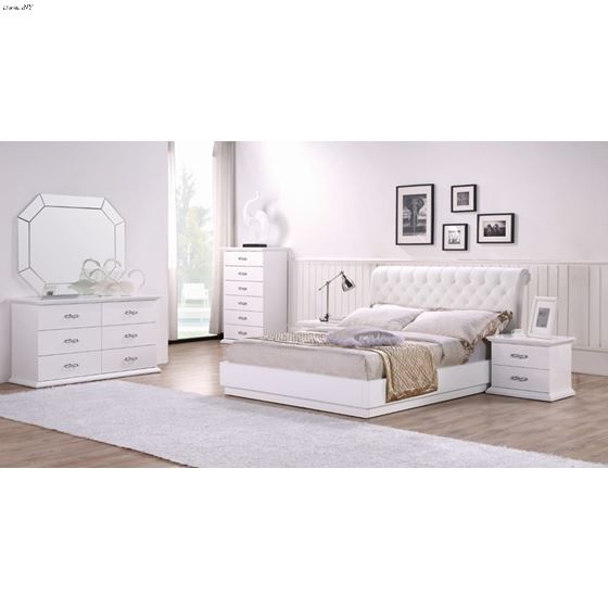 Glam White 6 Drawer Dresser in Set