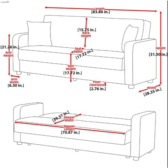 Barato Grey Upholstered Convertible Sofa Bed wi-4