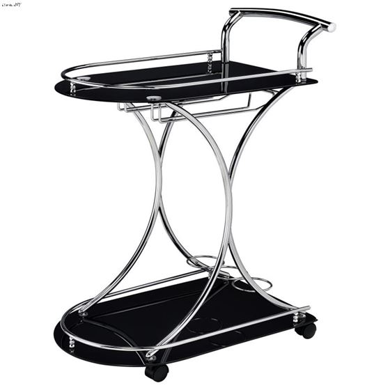 Coaster Elfman Bar Cart Black and Chrome 910001 3