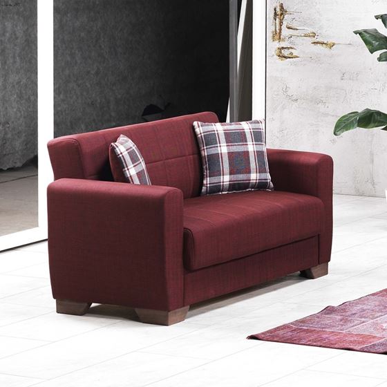 Barato Burgundy Upholstered Convertible Lovesea-2