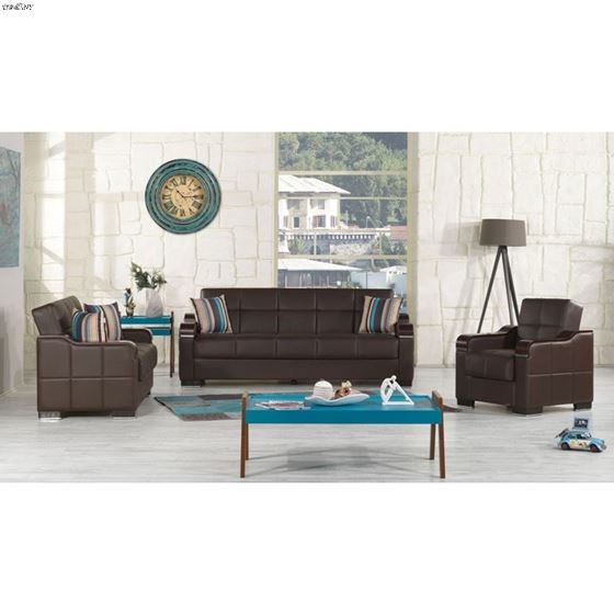 Uptown Brown Leatherette Loveseat-4