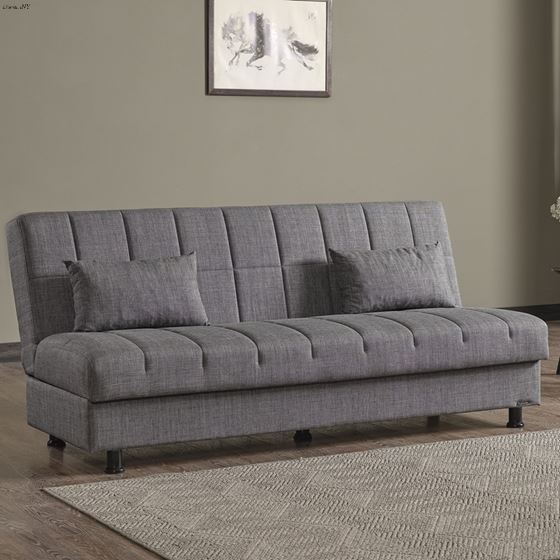 Sasta Grey Convertible Sofa Bed with Storage-4