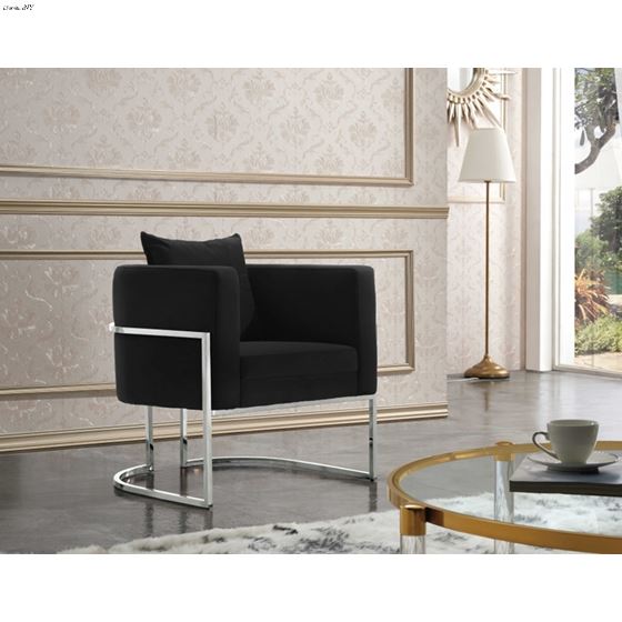 Pippa Black Velvet Upholstered Accent Chair - 2