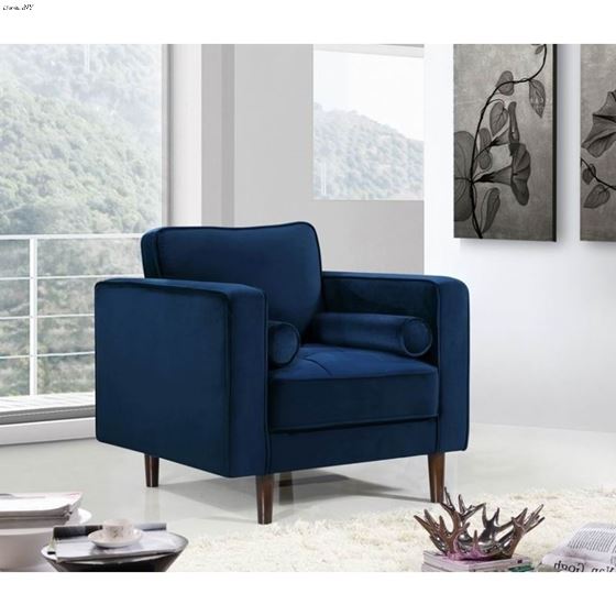 Emily Navy Velvet Tufted Chair Emily_Chair_Navy by Meridian Furniture 2