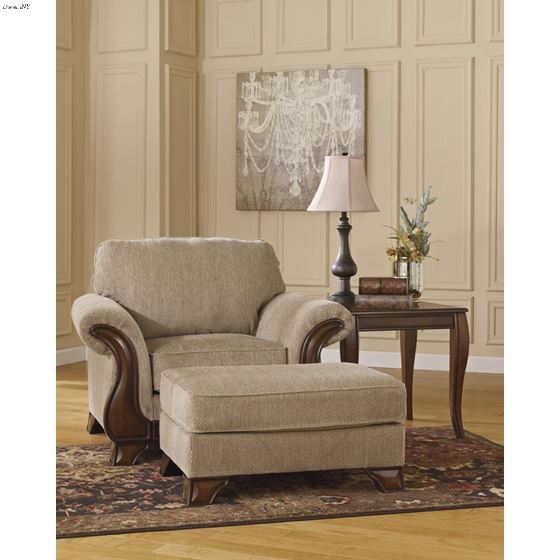 Lanett Barley Fabric Chair with Wood Trim 44900-2