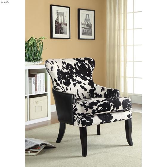 Trea Black and White Cowhide Pattern Accent Cha-2