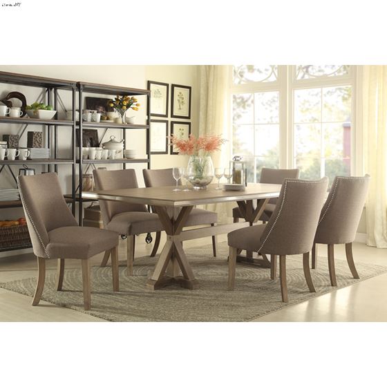 Beaugrand Grey Oak Upholstered Dining Side Chair 5177S in rectangle set