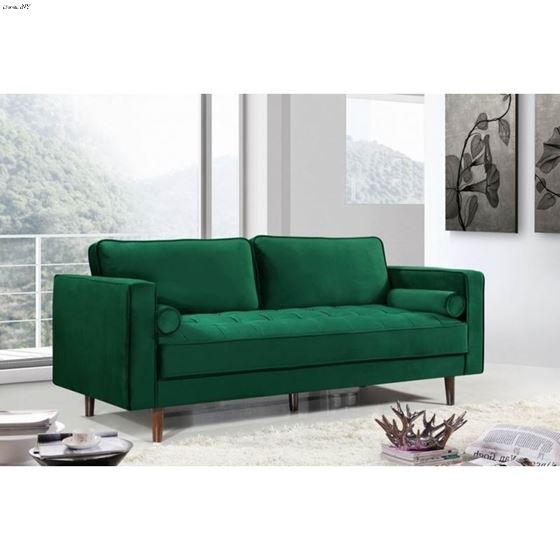 Emily Green Velvet Tufted Sofa Emily_Sofa_Green by Meridian Furniture 2