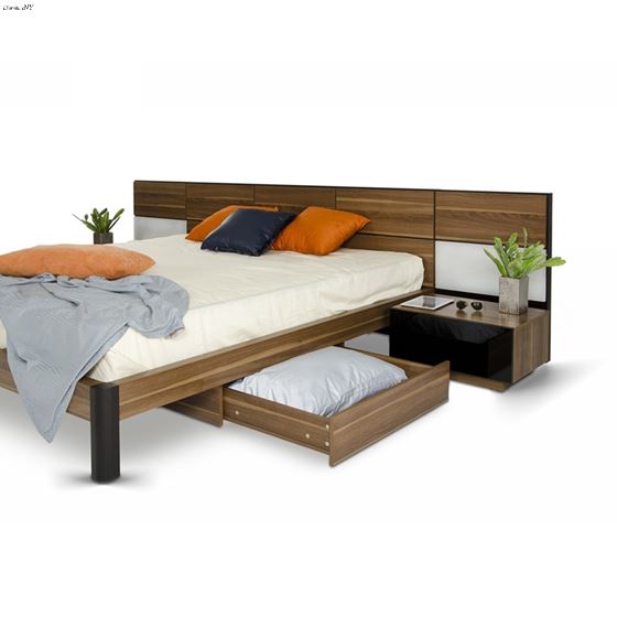 Modrest Rondo Modern Walnut Bed storage