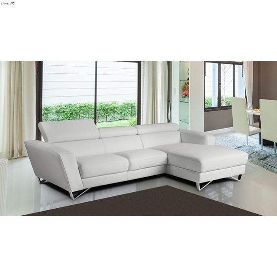 Sparta Mini White Leather Sectional in Room