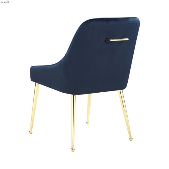 Modern Dark Ink Blue Velvet and Gold Side Chair-2