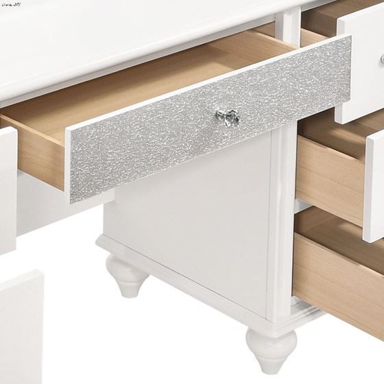 Barzini White 7 Drawer Vanity Desk with Lighted-4