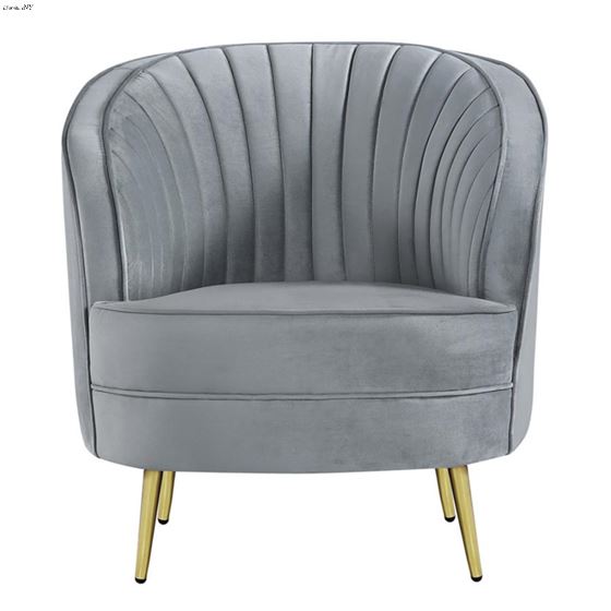 Sophia Grey Velvet Channel Tufted Chair 506866-2