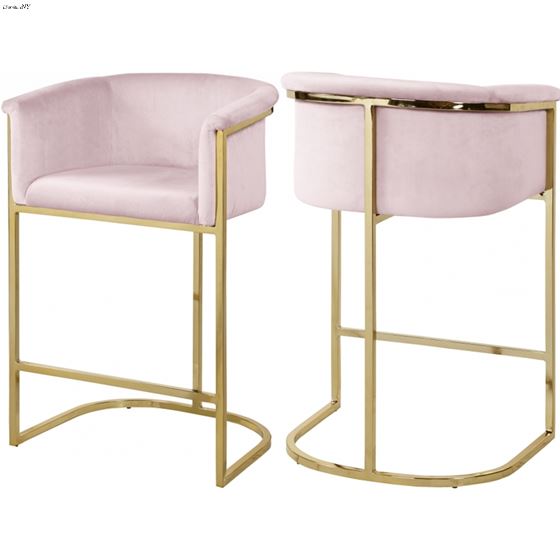 Donatella Pink Velvet Counter Stool-2