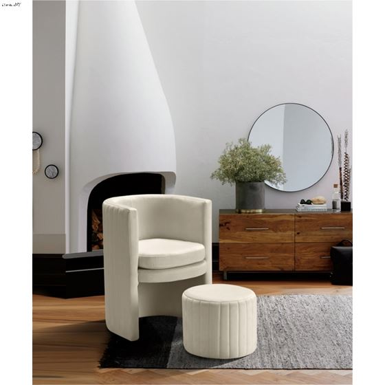 Selena Cream Velvet Upholstered Accent Chair - 2