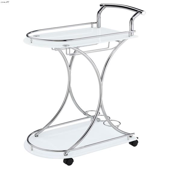 Coaster Elfman Bar Cart White and Chrome 910002 3