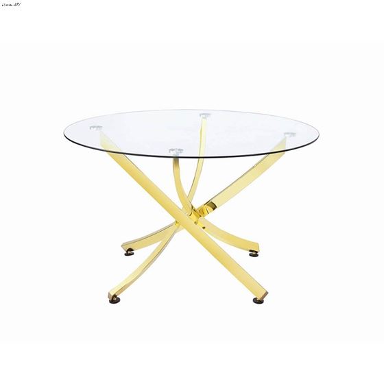 Chanel Round 46 inch Glass Dining Table Gold Ba-2