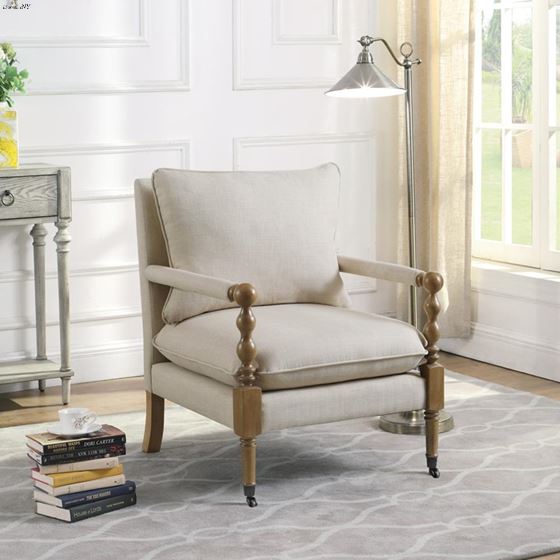 Monaghan Beige Accent Chair with Casters 903058-2