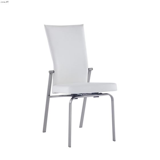 Molly White and Brushed Nickle Dining Side Chair with Adjustable Back - Set of 2