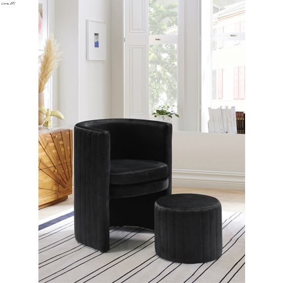 Selena Black Velvet Upholstered Accent Chair - 2